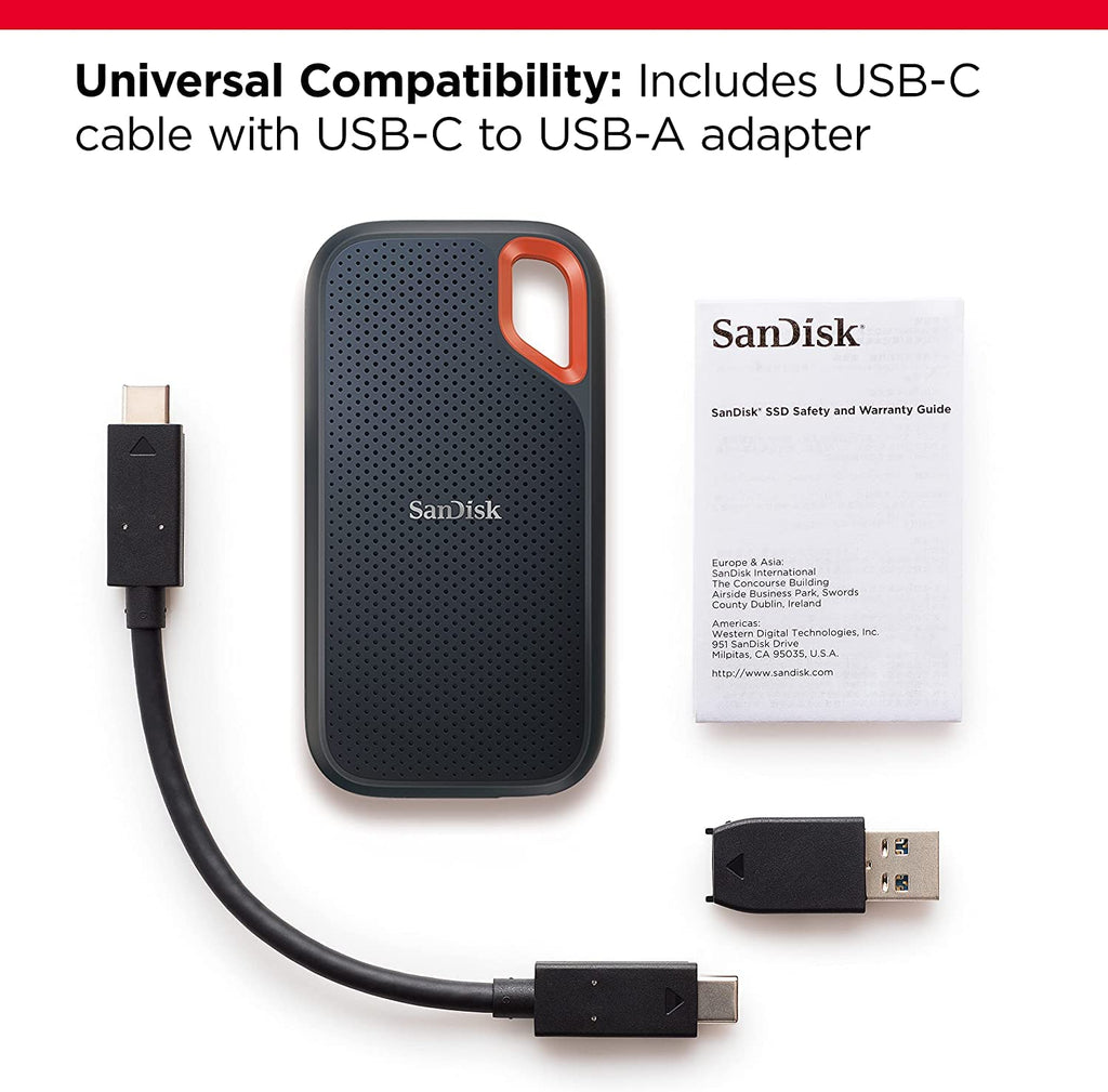 SanDisk Extreme 2TB Portable External SSD – 1050MB/s Read, 1000MB/s Write, Black